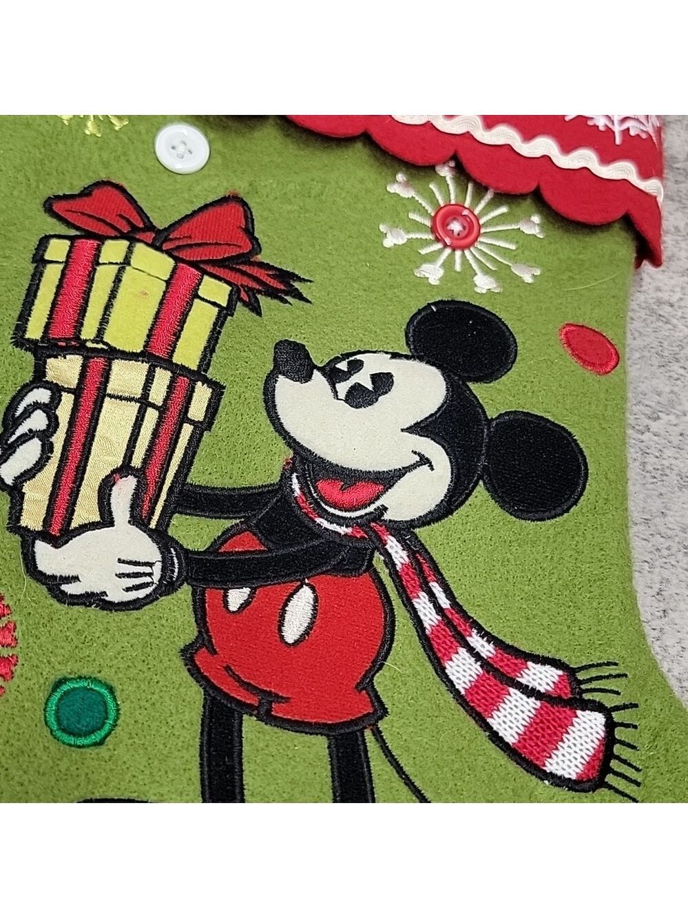 Mickey Mouse Stocking Green Felt Disney Store Retired Embroidered Christmas - Picture 5 of 7